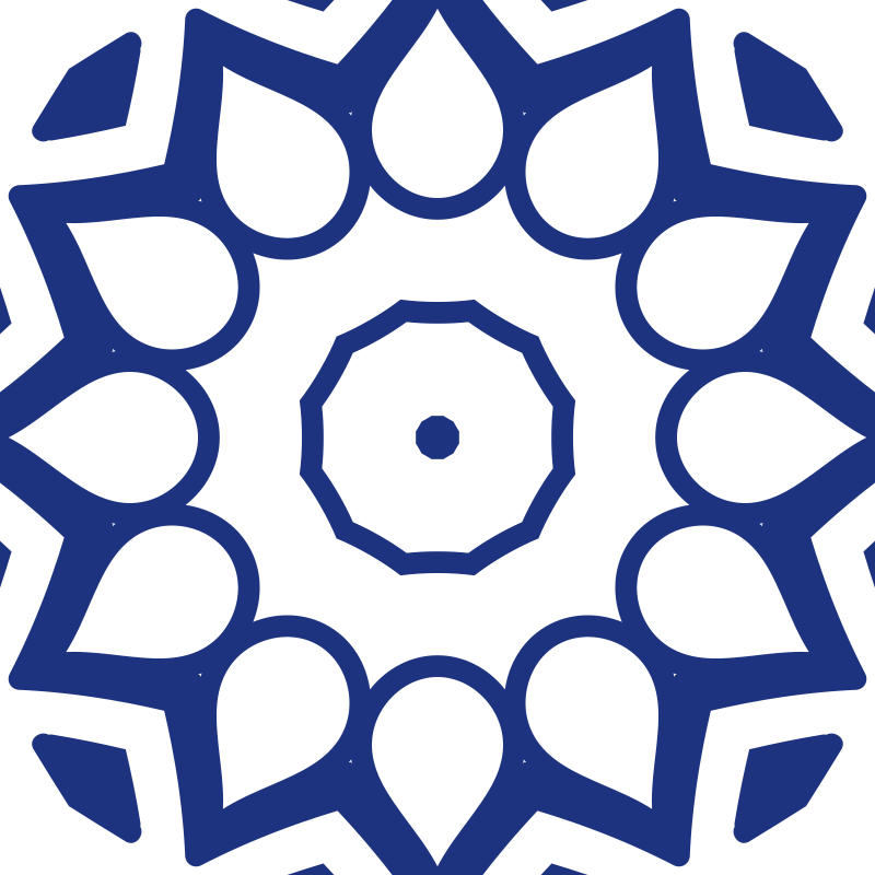 Delfts blue mandala flowers kitchen vinyl rug - TenStickers