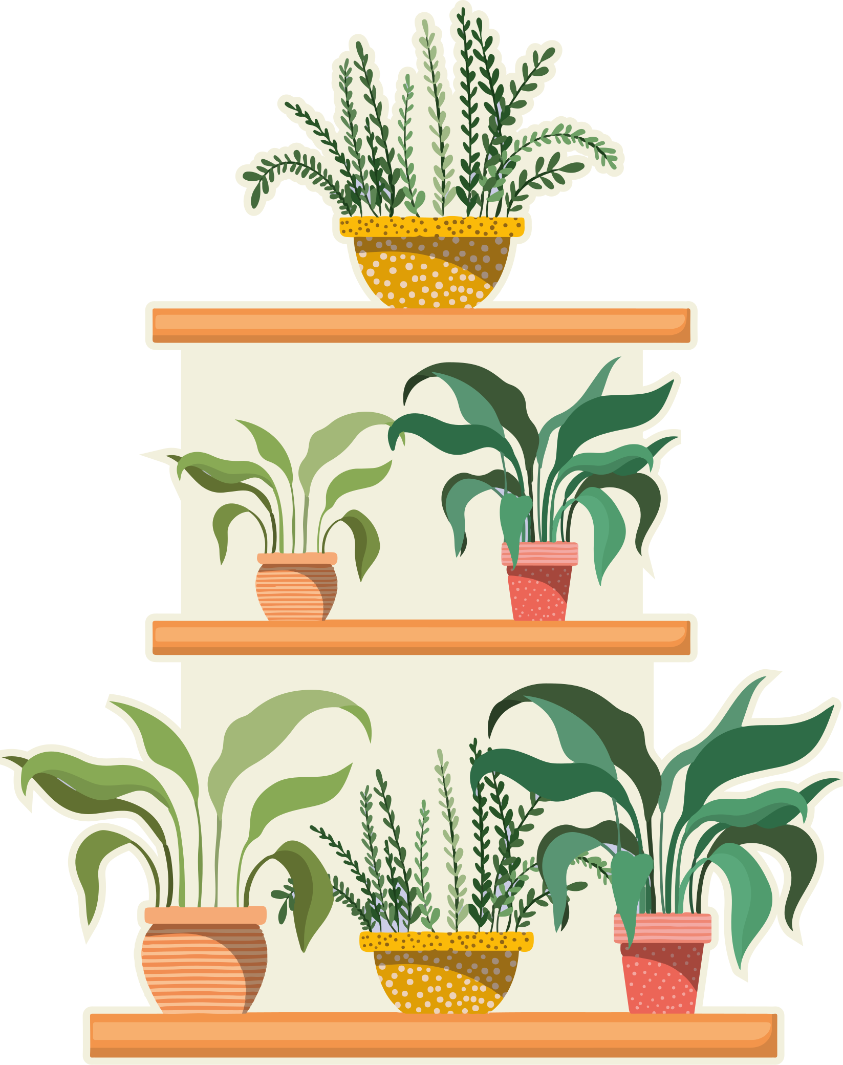 Kitchen vinyl rug watercolor plant shelf - TenStickers