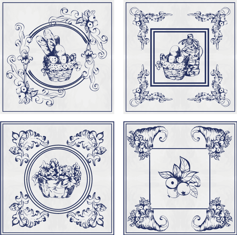 Kitchen vinyl rug with belgian ceramics design - TenStickers