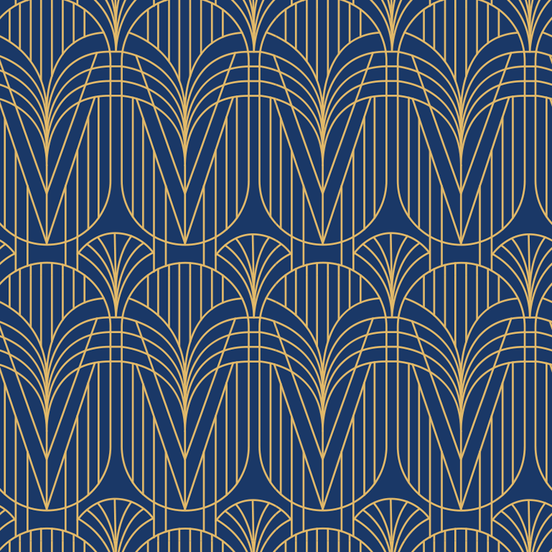 Kitchen vinyl rug with gold art deco pattern - TenStickers