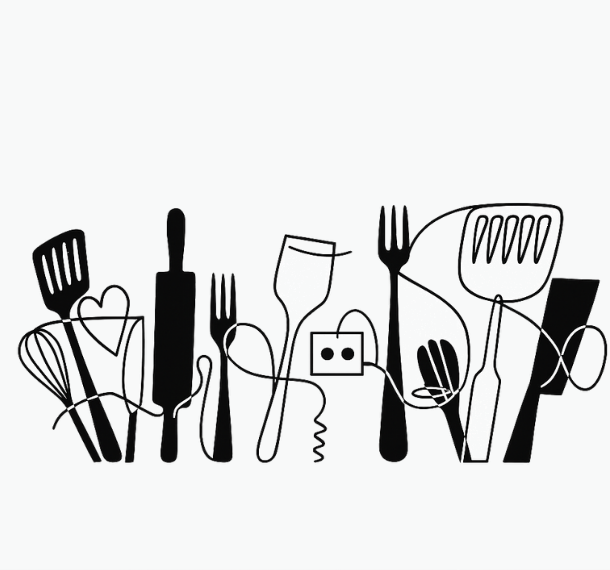 Kitchen vinyl rug with aligned kitchen utensils - TenStickers