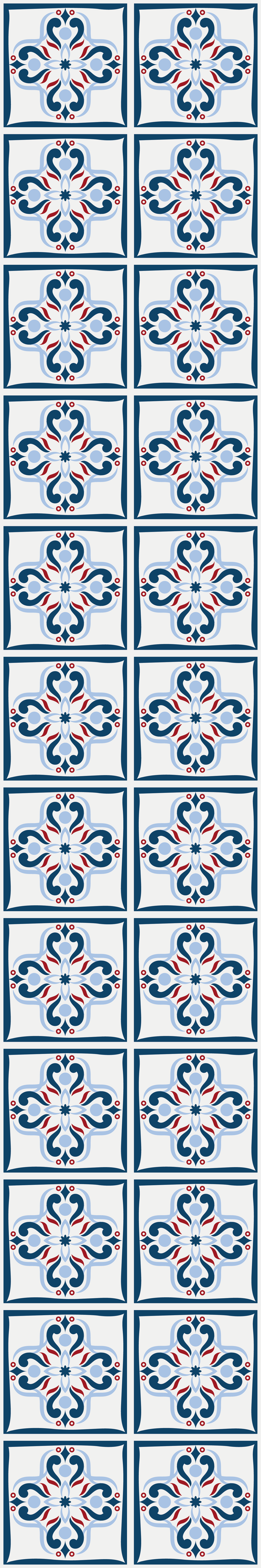 Kitchen vinyl rug with blue and red portuguese tiles - TenStickers