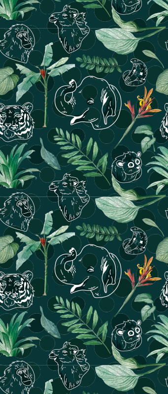 Colorful jungle animals and trees bedroom vinyl rug - TenStickers