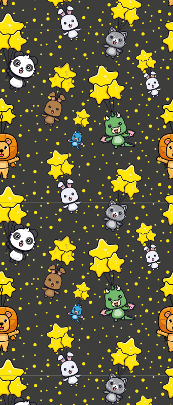 Cute animals flying on balloons bedroom vinyl rug - TenStickers