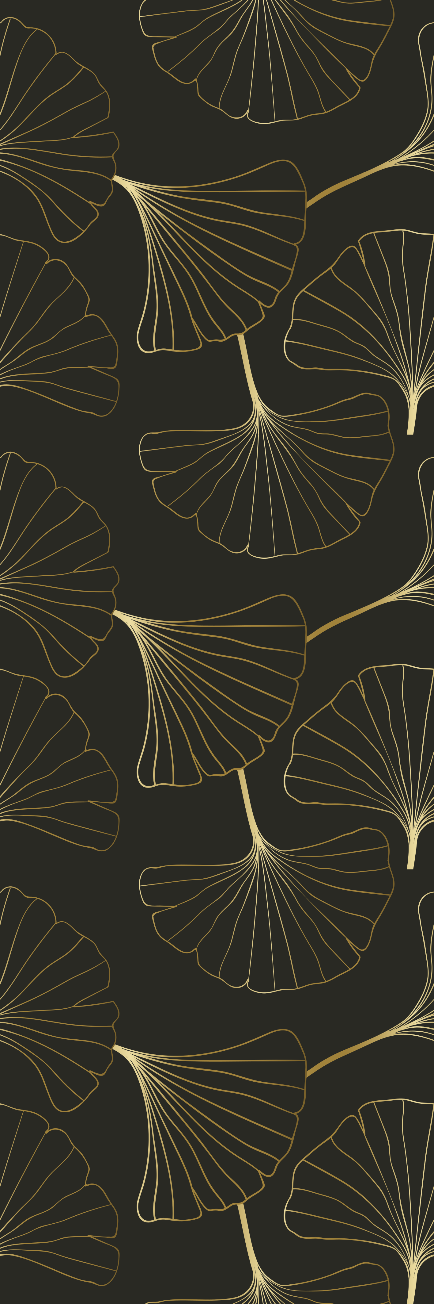 Office vinyl rug ginkgo leaves charcoal gold - TenStickers
