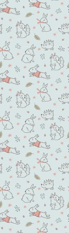 Bedroom vinyl rug with flowers, squirrels, and rabbits - TenStickers