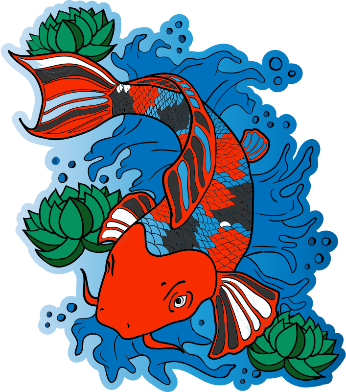 Koi fish design animal vinyl rug - TenStickers