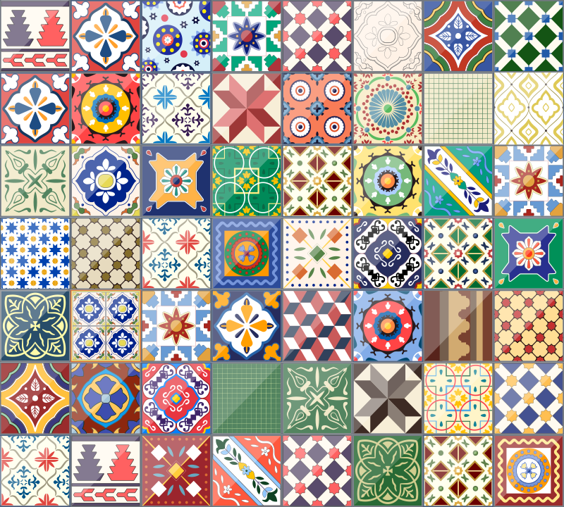 Colorful Mosaic Tile Effect tile carpet - TenStickers