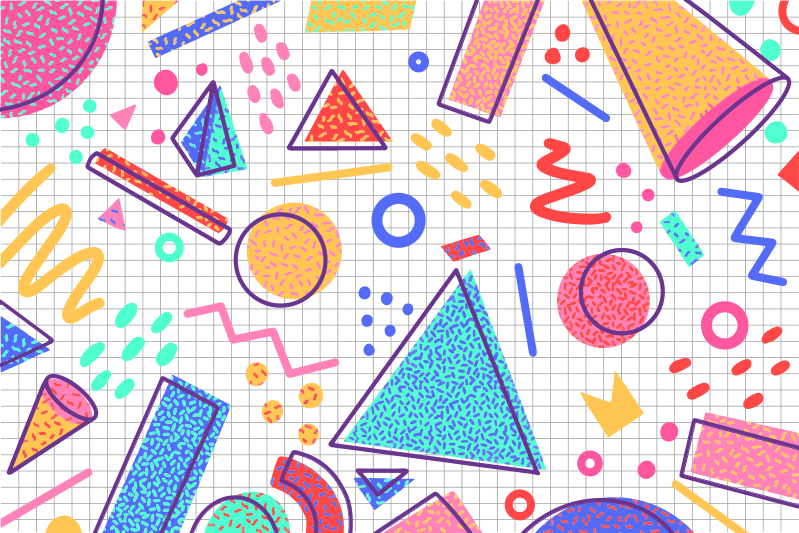 Retro memphis style geometric vinyl rug - TenStickers