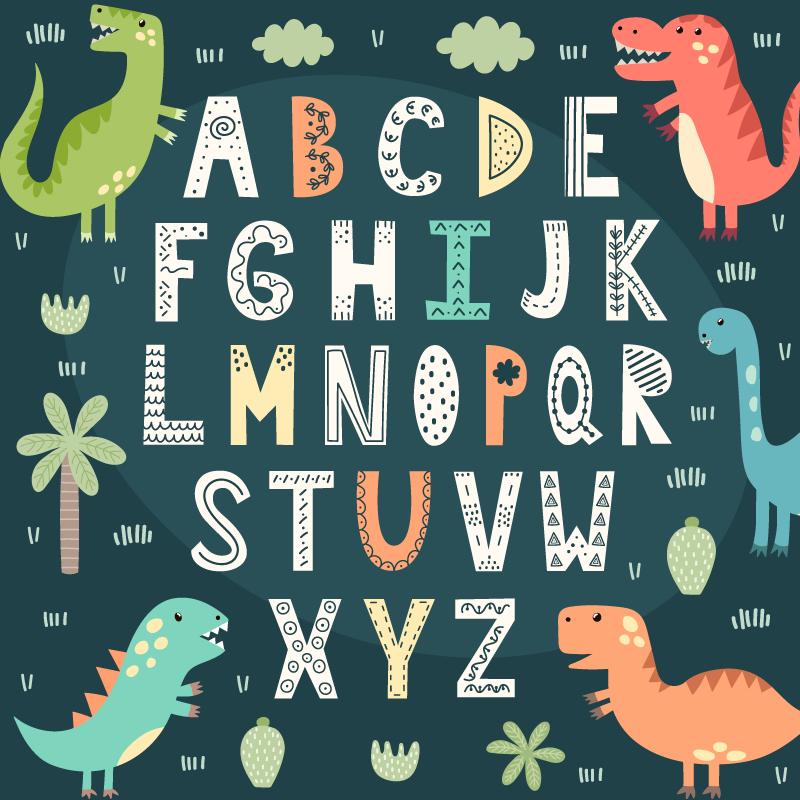 Alphabet Dinosaur Playroom bedroom rug - TenStickers