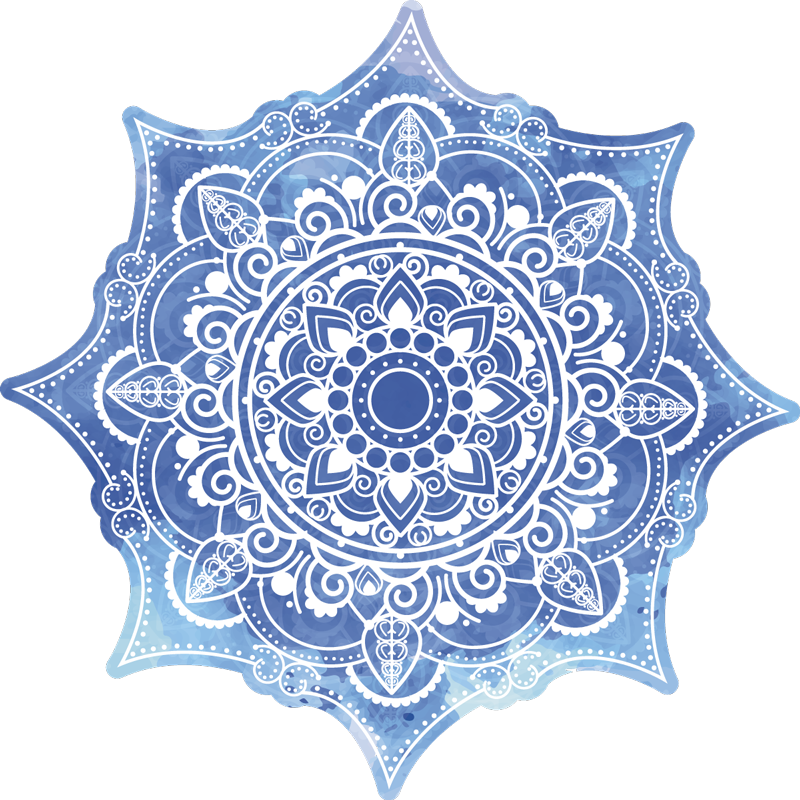 Stunning blue watercolor mandala vinyl rug - TenStickers
