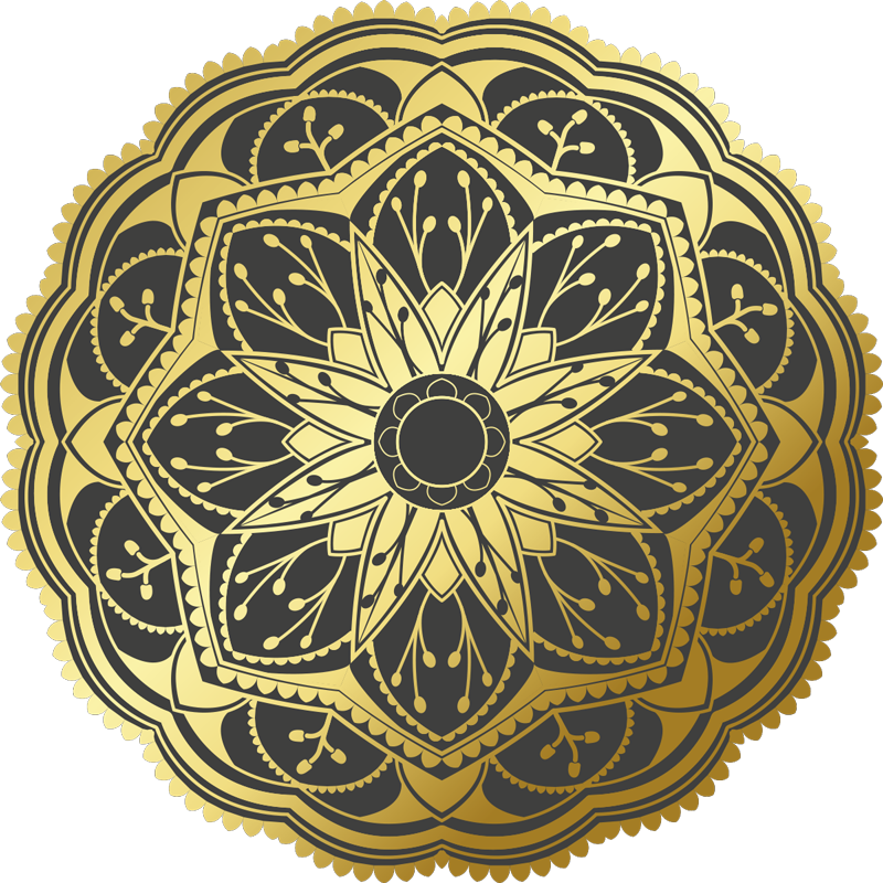 Golden effect flower mandala vinyl rug - TenStickers
