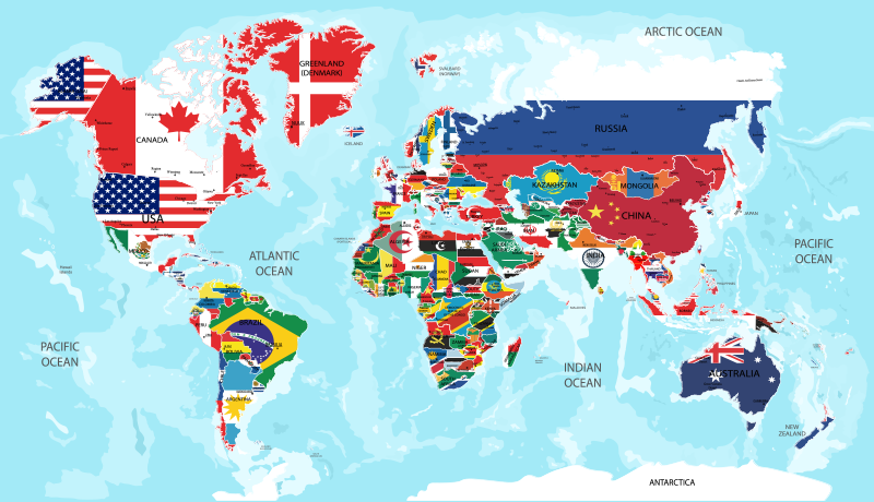 World Flags Map vinyl rug - TenStickers