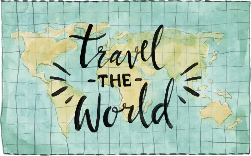 Fantastic world map vinyl rug about travel - TenStickers