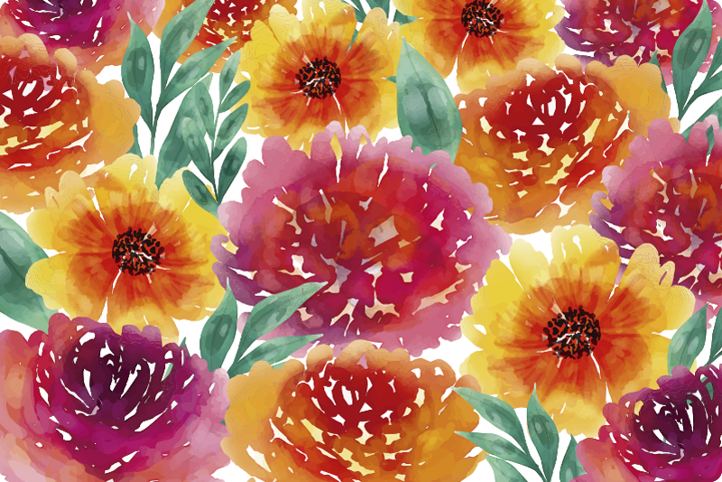 Floral Watercolor floral vinyl rug - TenStickers