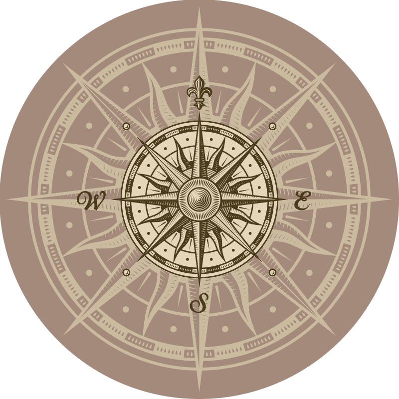 Compass Navigation Design world map vinyl rug - TenStickers