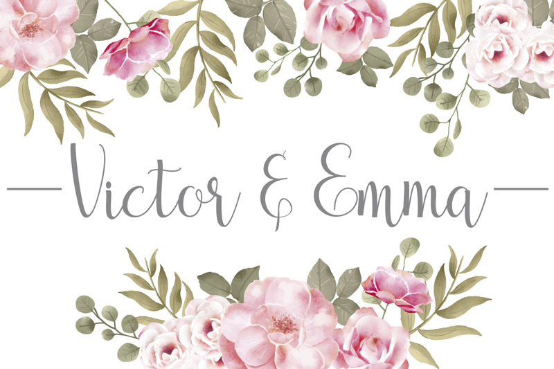 Personnalised floral name vinyl rug - TenStickers