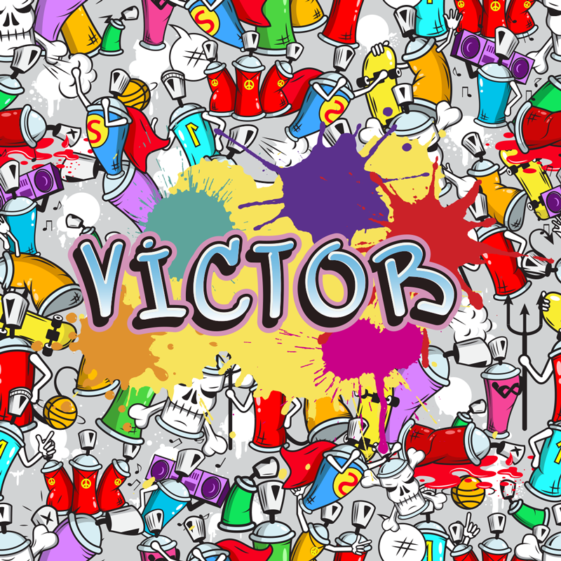 Multicolour graffiti vinyl rug with name - TenStickers