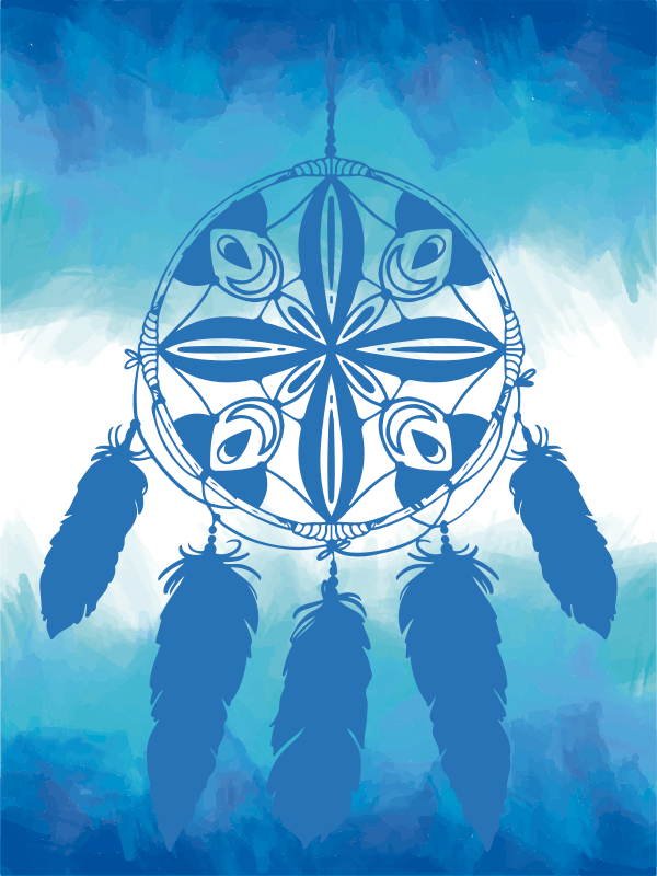 Dreamcatcher Feather blue vinyl rug - TenStickers