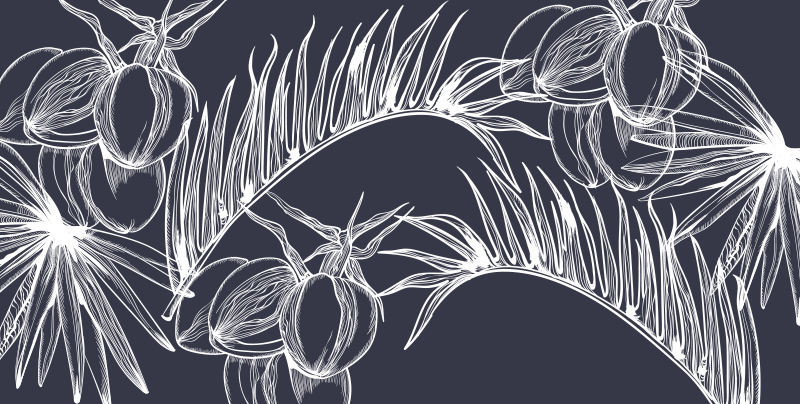 Botanical Line Art floral vinyl rug - TenStickers