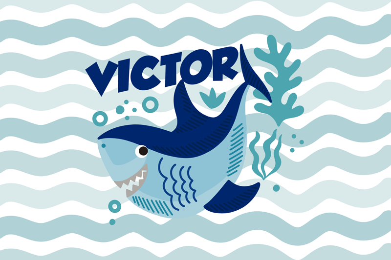 Baby Shark with name vinyl rug with name - TenStickers