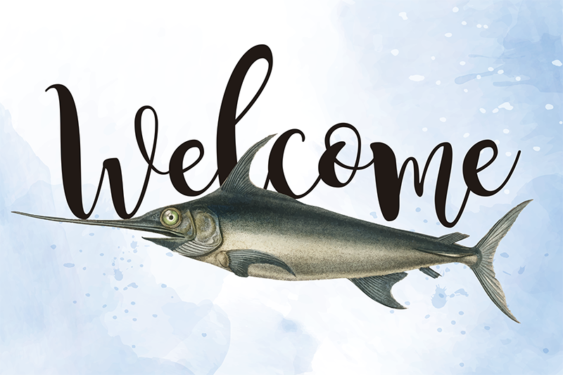 Swordfish welcome entrance hall vinyl rug - TenStickers