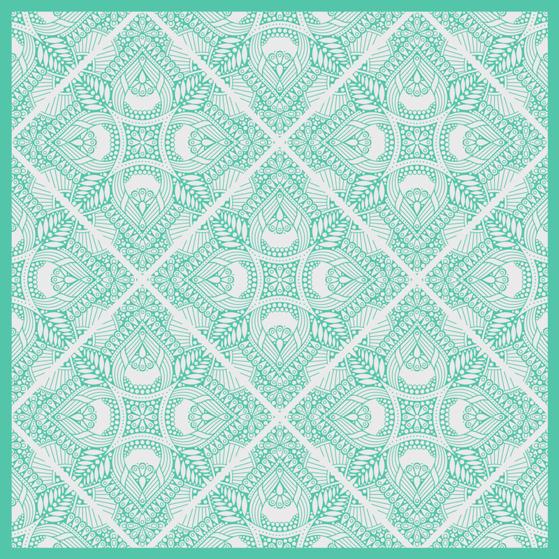 Ornamental draw tile vinyl bedroom rug - TenStickers