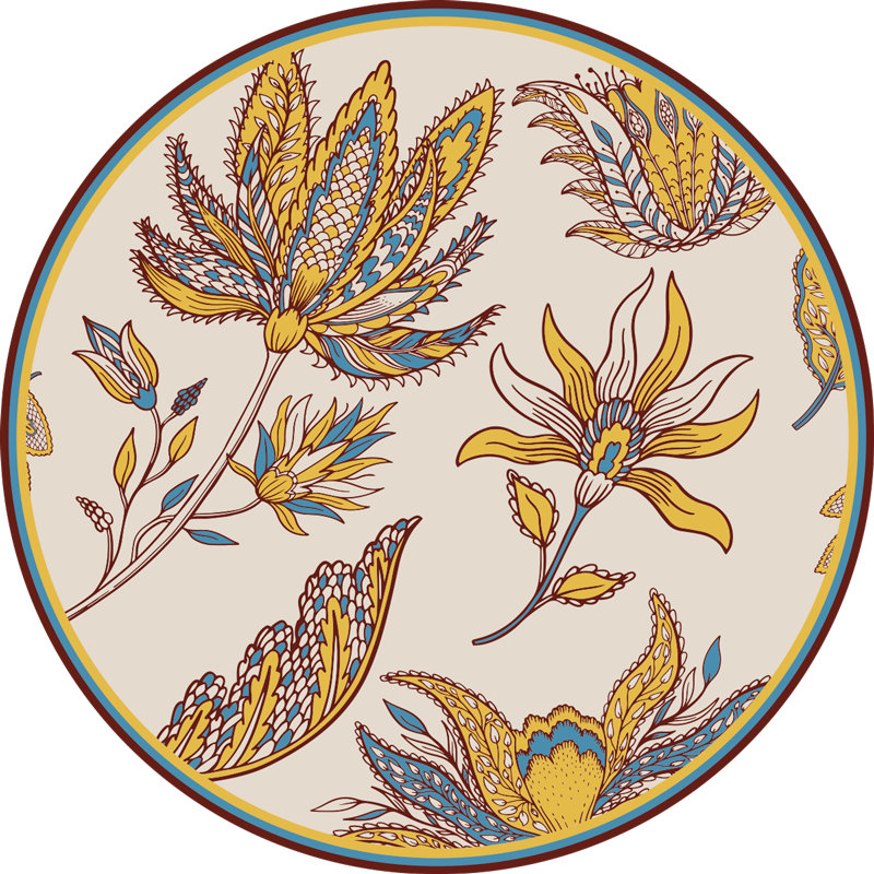 Paisley Flower Set vinyl bedroom rug - TenStickers