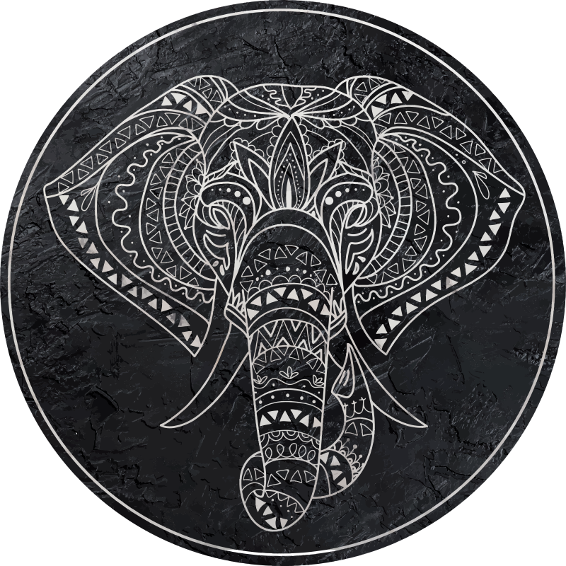 Mandala Elephant mandala vinyl rug - TenStickers