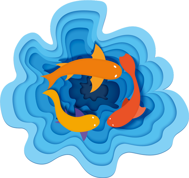 Round fishes aquarium animal vinyl rug - TenStickers