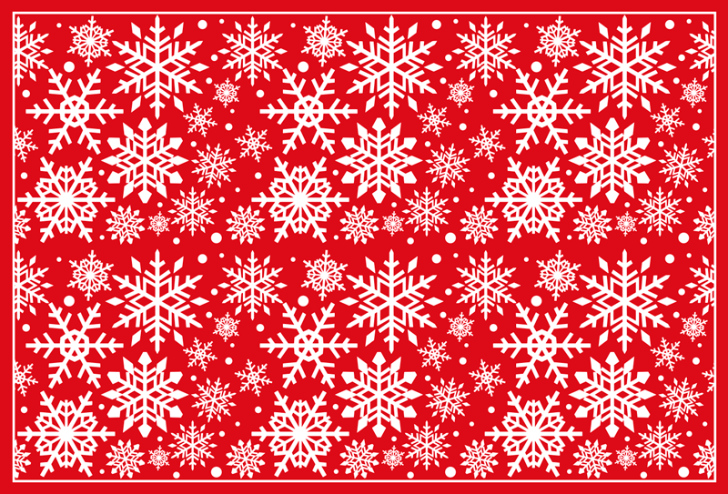 copos nieve fondo rojo Christmas vinyl rug - TenStickers