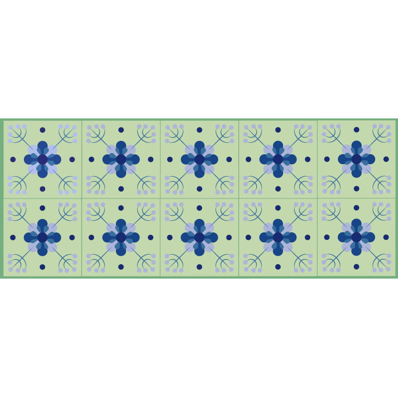 Light blue green kitchen tile effect vinyl rug - TenStickers
