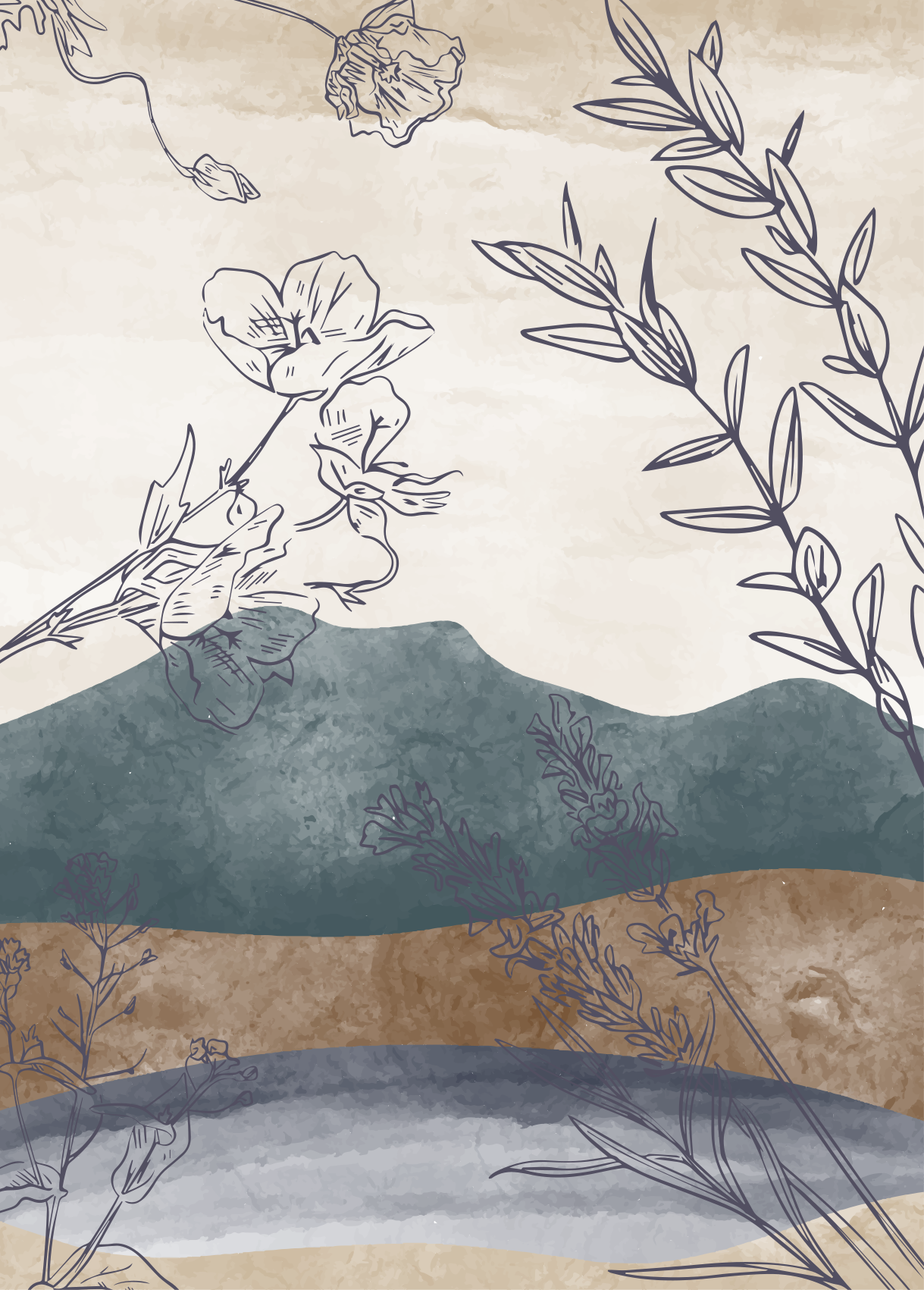 Botanical Silhouette floral vinyl rug - TenStickers