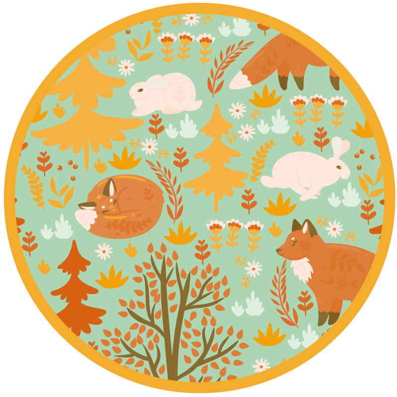 Forest Friends Circle nursery vinyl rug - TenStickers