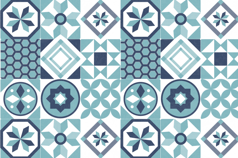 dark blue ornaments tile carpet - TenStickers