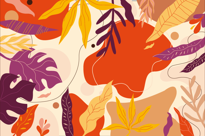 colourful leaves vinyl rug nature rug - TenStickers