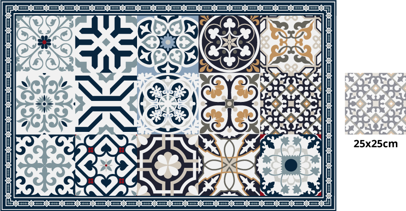 Cement patterns tile vinyl carpet - TenStickers
