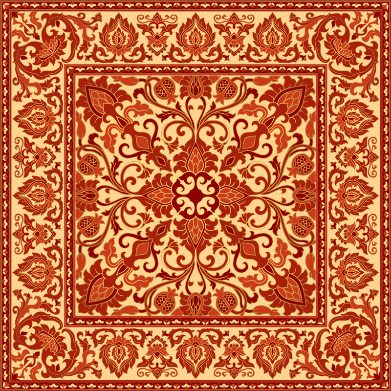Red old-school pattern vintage rug - TenStickers