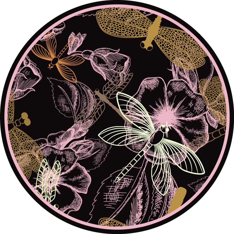 Botanical Insect Imagery floral vinyl rug - TenStickers
