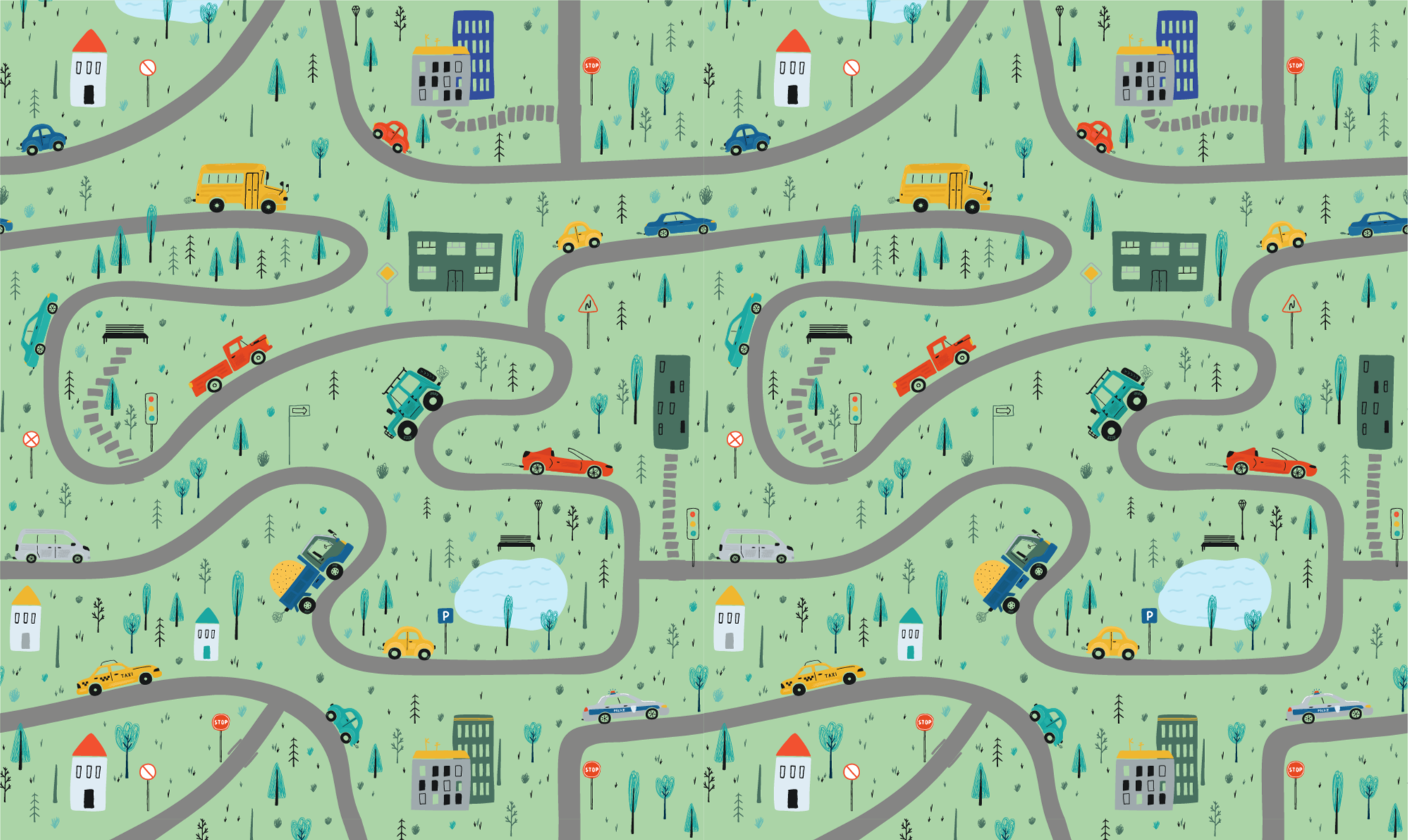 City Traffic Map road vinyl rug - TenStickers