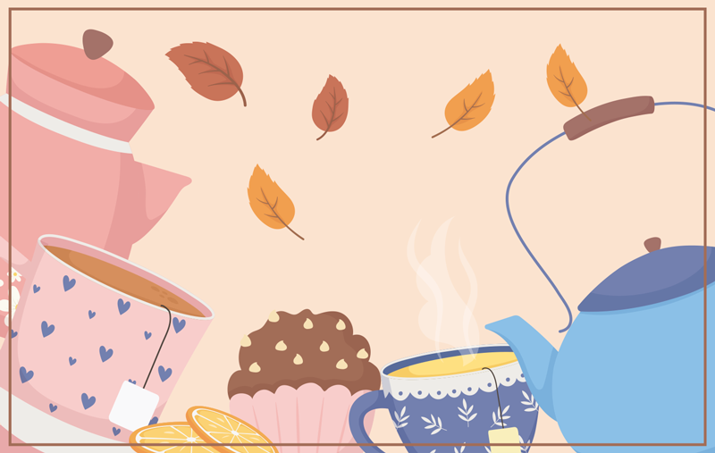 Teatime Illustration floral vinyl rug - TenStickers