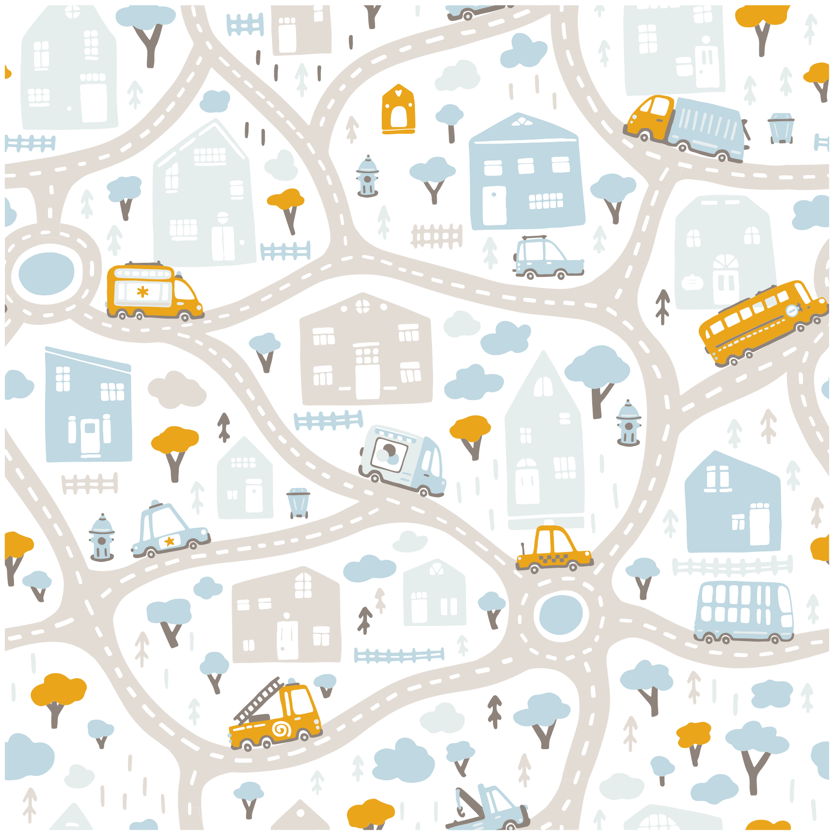 City Traffic Play road vinyl rug - TenStickers