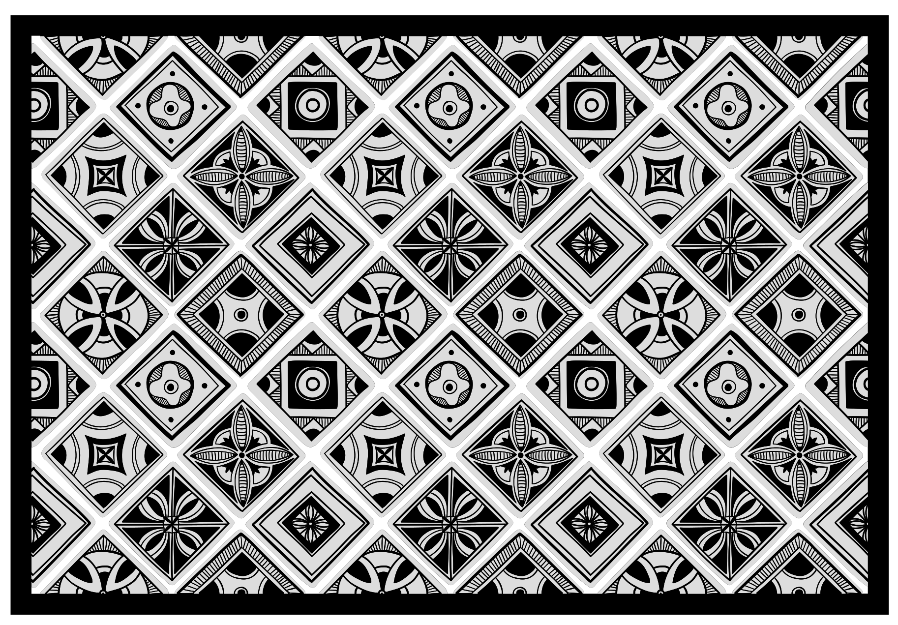Black tile squares carpet - TenStickers