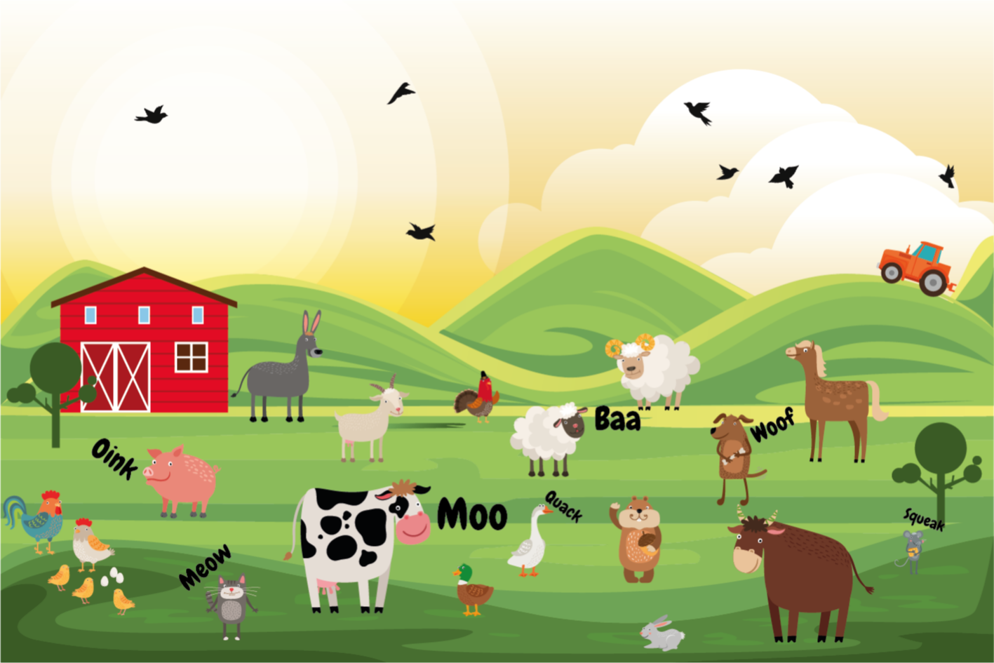 Farm animals and noises animal rug - TenStickers