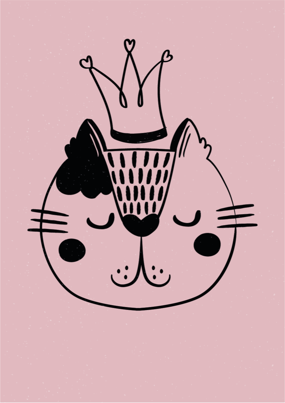 Crowned Cat Illustration animal vinyl rug - TenStickers