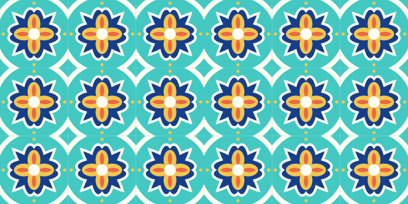 Floral Mosaic Pattern tile vinyl rug - TenStickers