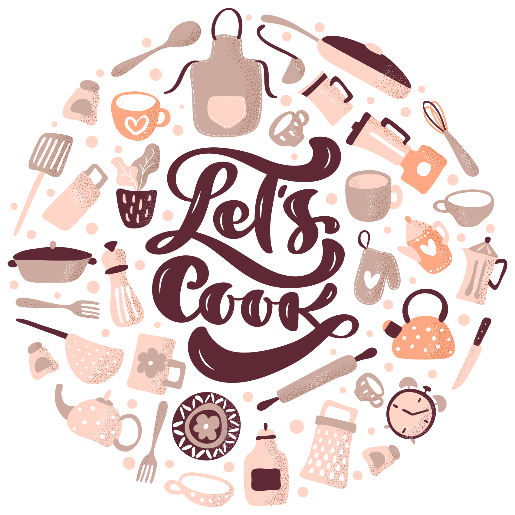 Let's Cook Theme kitchen vinyl rug - TenStickers
