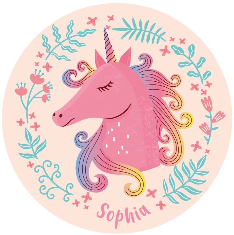 sweety unicorn with personalised name girl rug - TenStickers