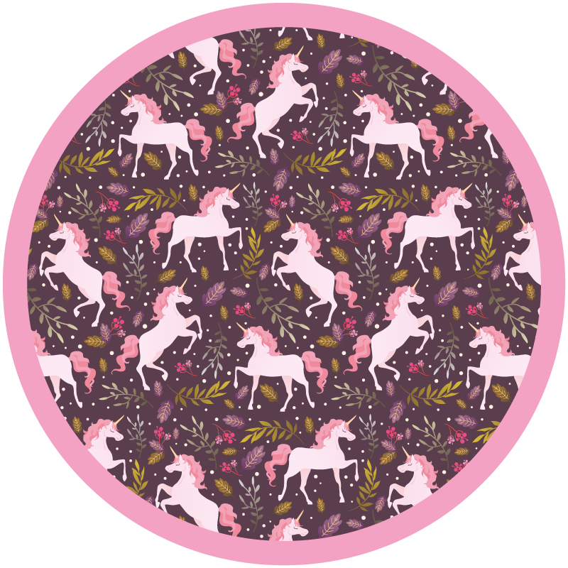 Unicorn Pattern Circle animal vinyl rug - TenStickers