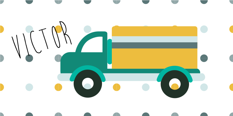 Truck with name personalised mat - TenStickers